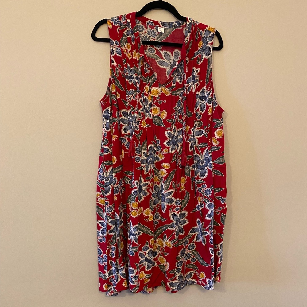Old Navy Red Floral Sleeveless Dress (XL)